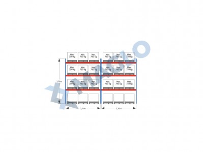 MAGLO - Regały paletowe rzędowe 2-kolumnowe H3500 L5655 Q750 kg