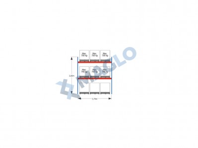 MAGLO - Regały paletowe rzędowe 1-kolumnowe H3000 L2870 Q750 kg