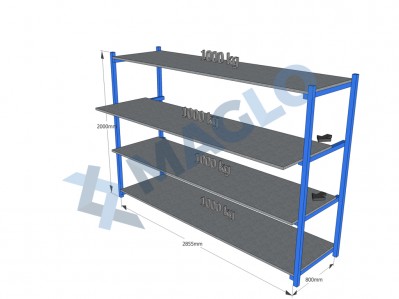 MAGLO - Regał z wysuwanymi półkami H2000, 4 półki, wymiary: 2855x800, Q1000 kg